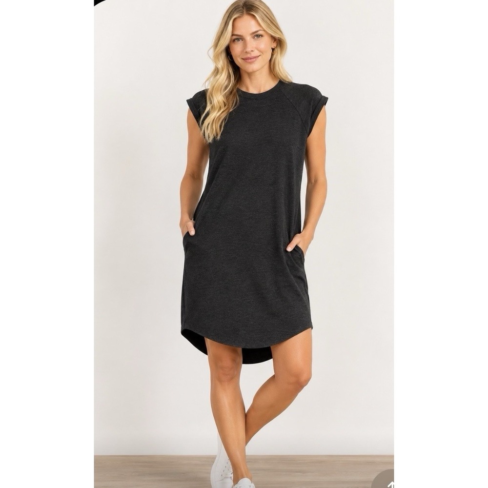 Brunello Cucinneli Gray Knit Shift Beaded Dress Small Cotton Blend Minimalist